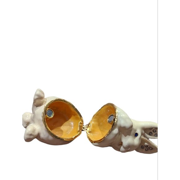 Kingspoint Design White Rabbit Bunny Easter with Austrian Crystal Trinket Box - Picture 2 of 5